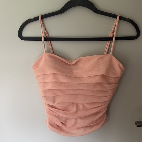 Express Pink Ruched Women's Top - Picture 2 of 4